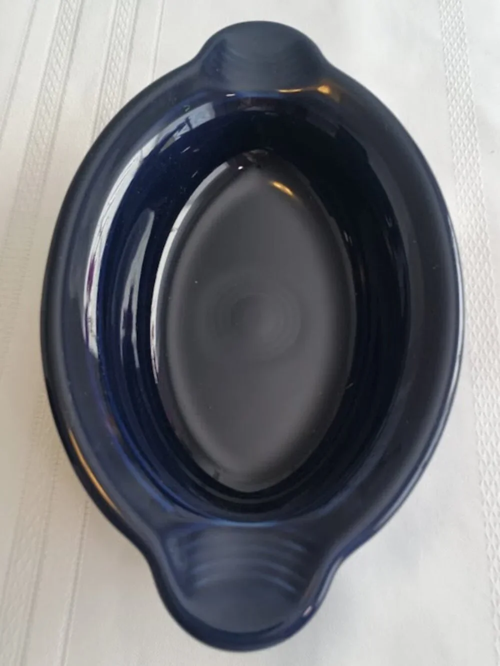 Vintage Cobalt Blue Ceramic Baking Dish with Handles
